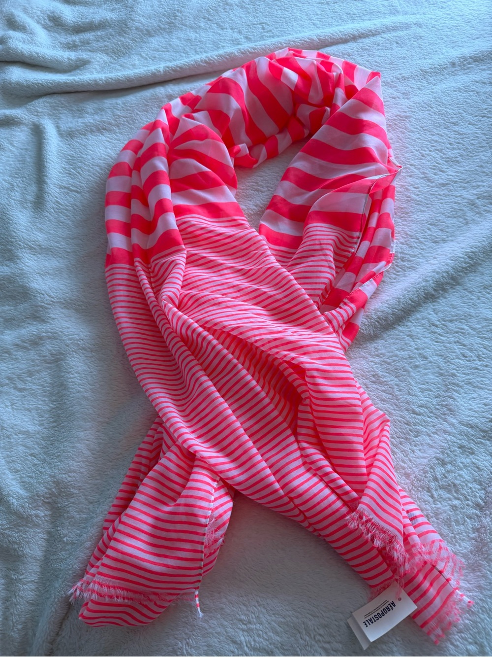 Aeropostale Pink and White Striped Lightweight Scarf